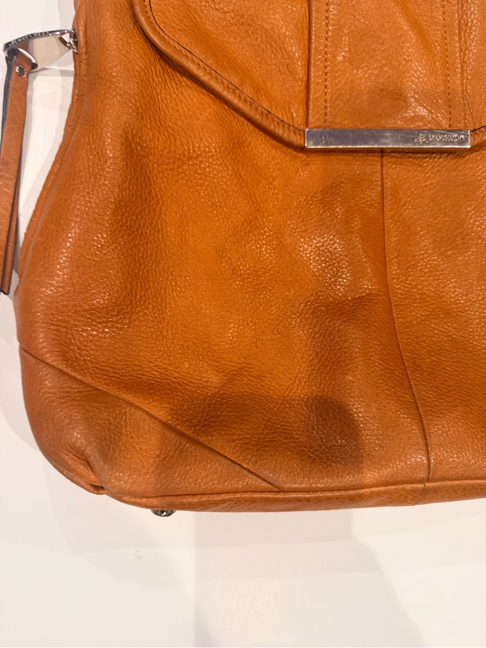 Markowsky Orange Leather Shoulder Bag with Silver Hardware - Picture 4 of 5